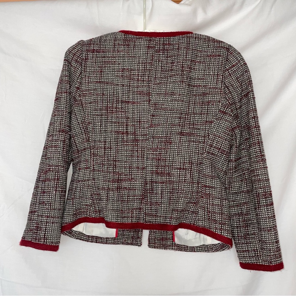Banana Republic Red Tweed Cropped Blazer - Picture 4 of 16